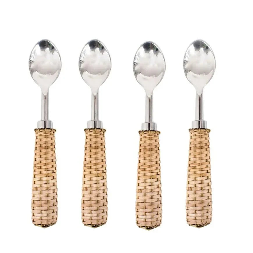 Set of 4 Basketweave Condiment Spoons - The Mayfair Hall
