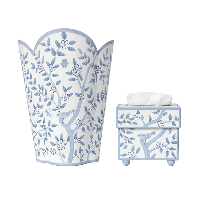 Blue Bird Garden Round Wastepaper Basket & Tissue (3 Options)