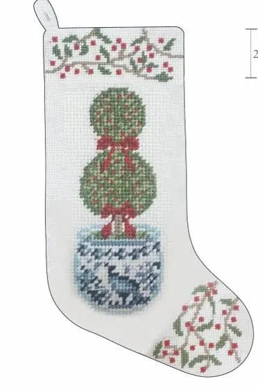 The Holiday Topiary Needlepoint Stocking (2 Sizes)