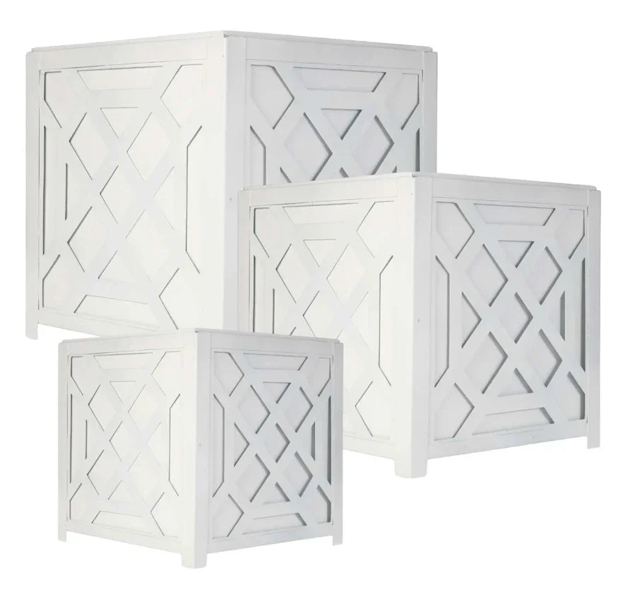 White Chippendale Planter - The Mayfair Hall