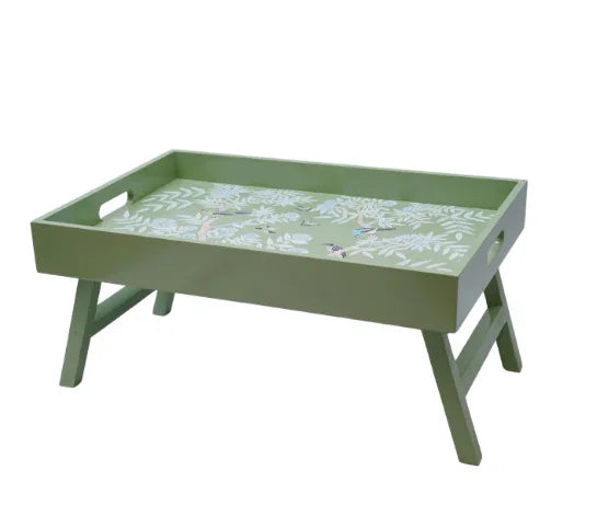 Chinoiserie Wood Breakfast Tray in Green - The Mayfair Hall