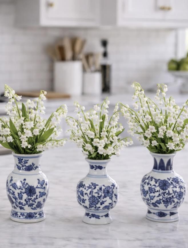 Set of 5 Mini Soft Blue Bud Vases