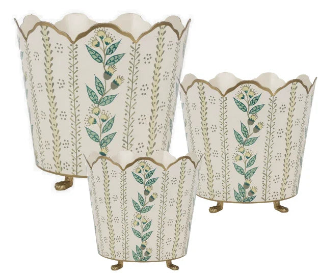 Ivory & Gold Floral Chinoiserie Planter (3 Sizes)