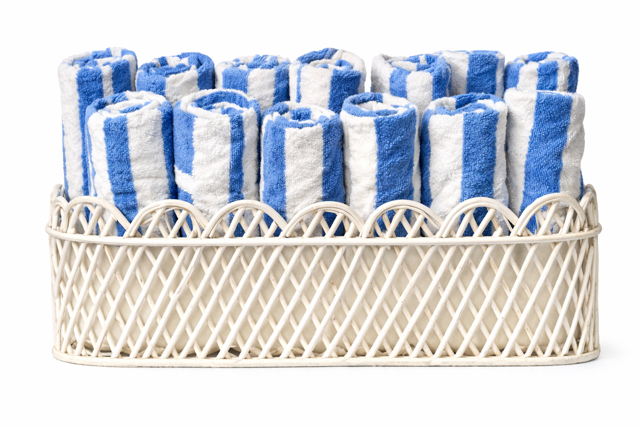 JUMBO WHITE RECTANGULAR RATTAN SCALLOPED PLANTER