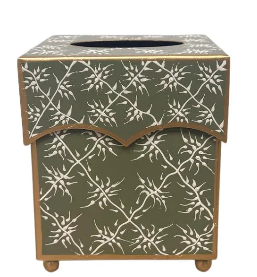 Moss Green Leaf Trellis Tissue Holder - The Mayfair Hall