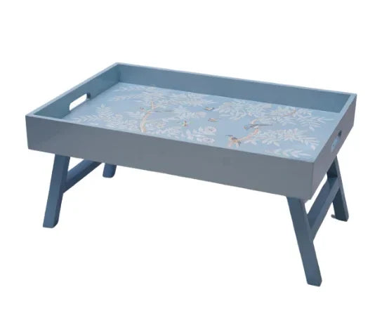 Wood Breakfast Tray in Blue with Chinoiserie Design - The Mayfair Hall