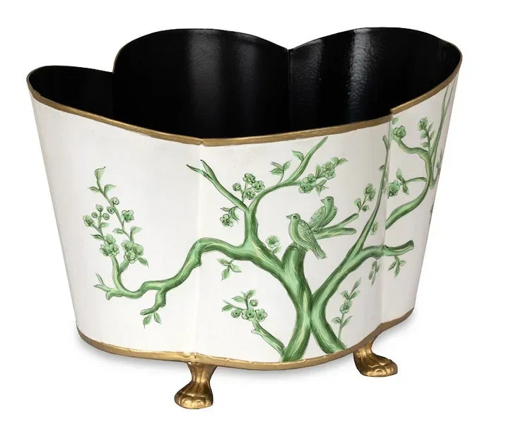 Ivory & Green Quatrefoil Planter - The Mayfair Hall