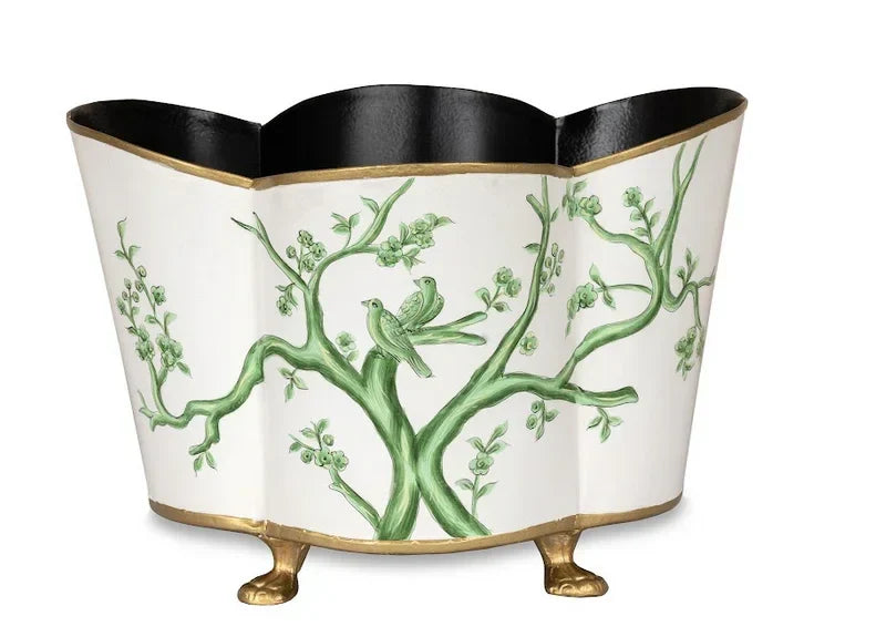 Ivory & Green Quatrefoil Planter - The Mayfair Hall