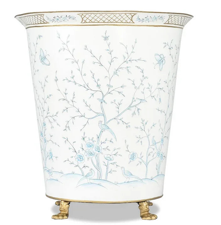 Ivory & Blue Chinoiserie Footed Floor Planter - The Mayfair Hall