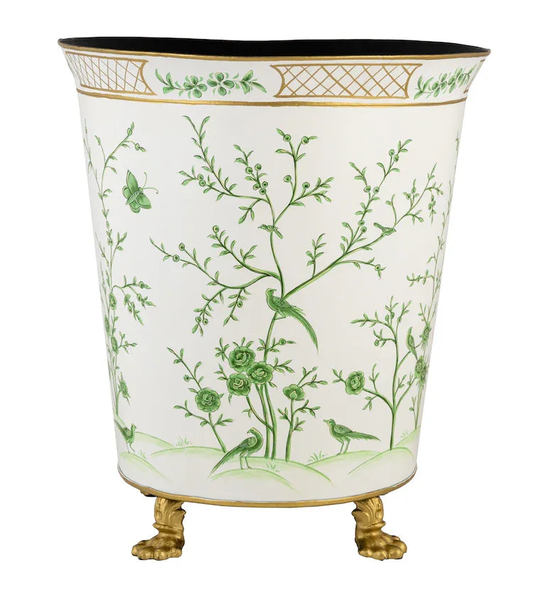 Ivory & Green Chinoiserie Footed Planter - The Mayfair Hall