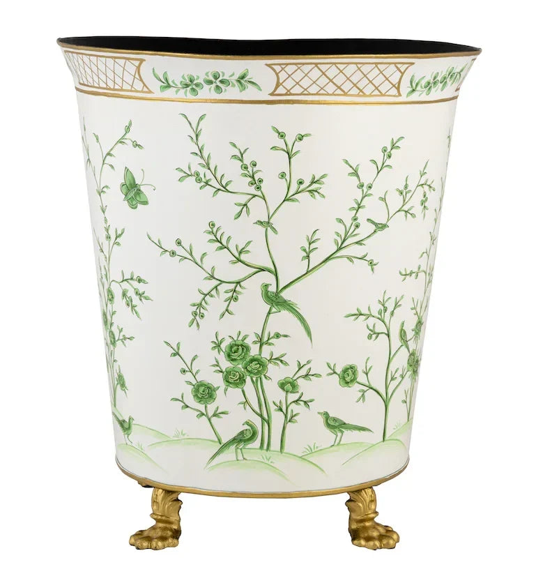 Ivory & Green Chinoiserie Footed Planter - The Mayfair Hall