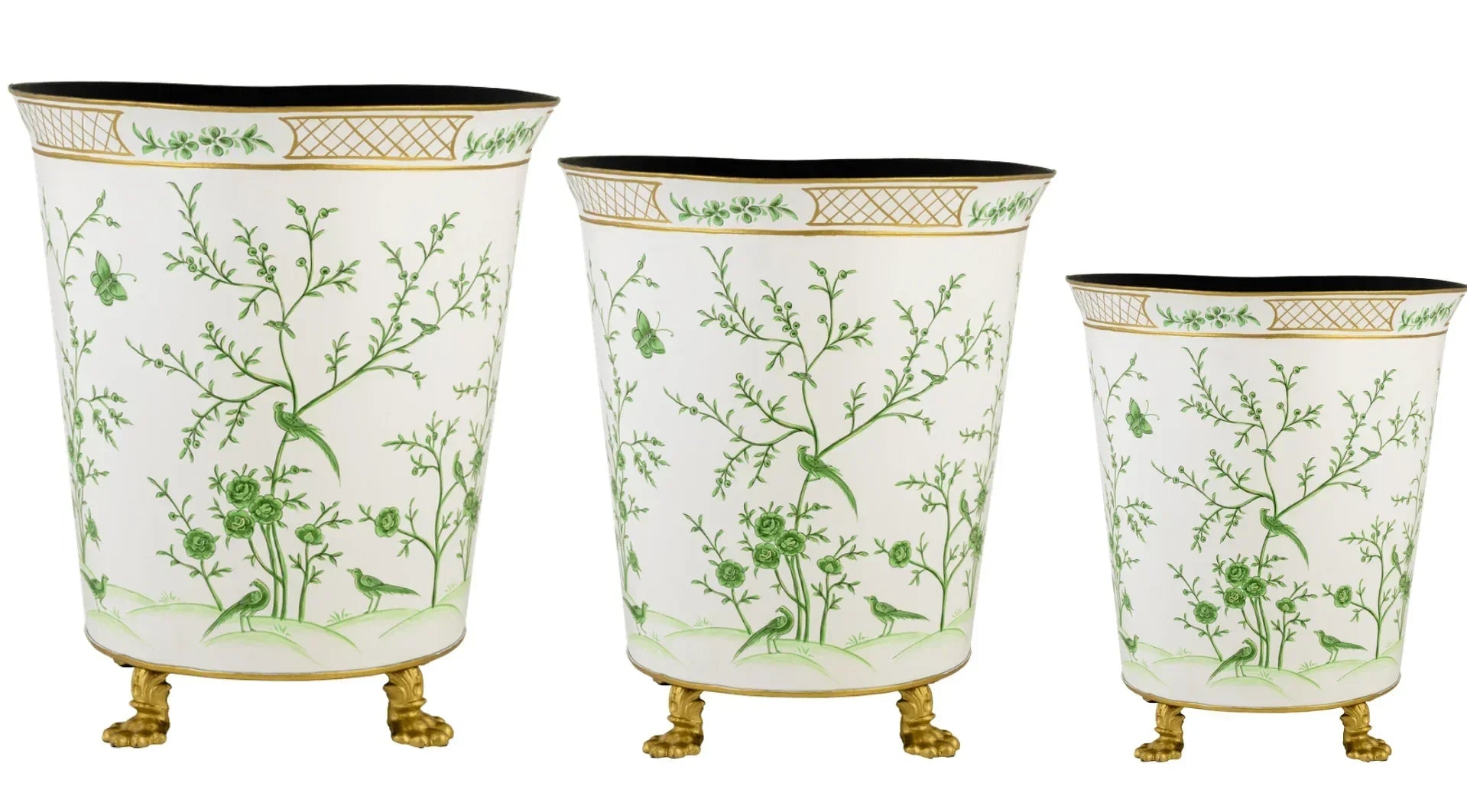 Ivory & Green Chinoiserie Footed Planter - The Mayfair Hall