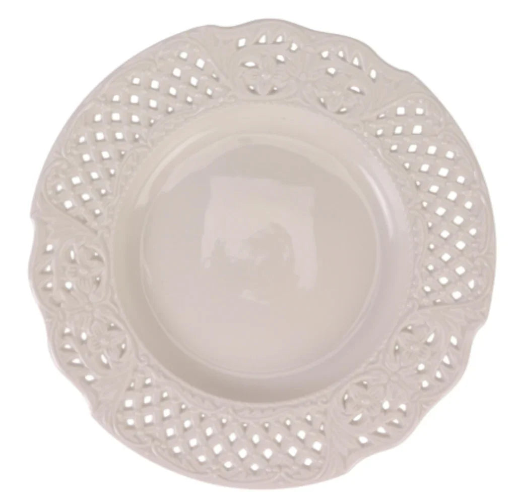 Ivory PIERCED RAISED DOT AND FLORAL DINNERWARE - The Mayfair Hall
