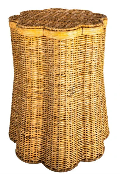 Scalloped Wicker Storage Pedestal