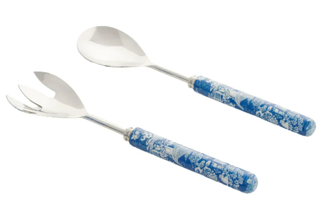 Blue Pagoda Enameled Salad Servers - The Mayfair Hall