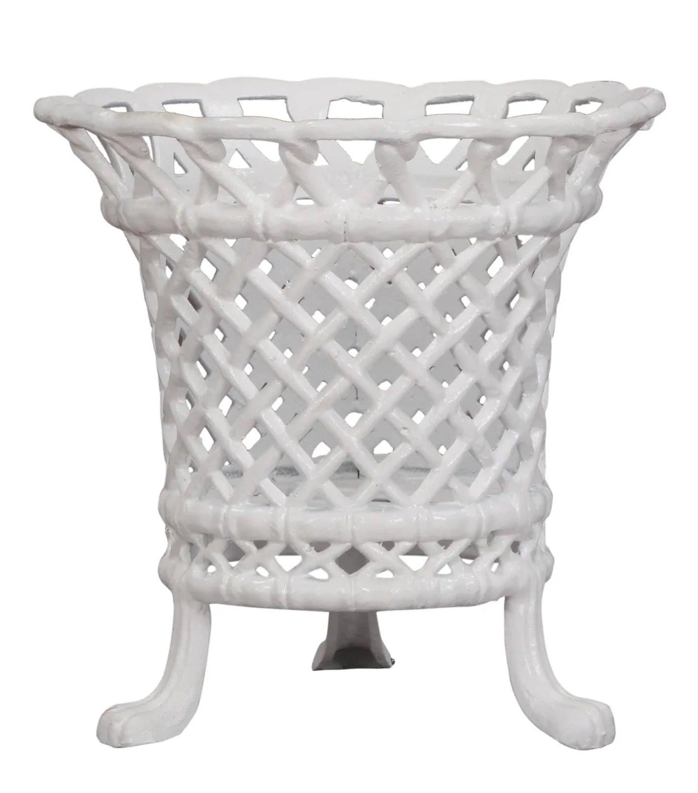 White Lattice Footed Floor Planter - The Mayfair Hall