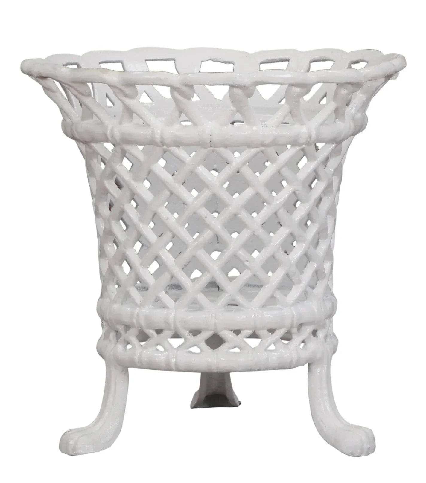 White Lattice Footed Floor Planter - The Mayfair Hall