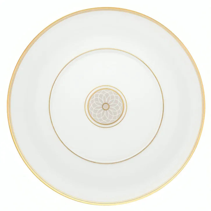 Terrace Porcelain Dessert Plate in White and Gold (Set of 4) - The Mayfair Hall