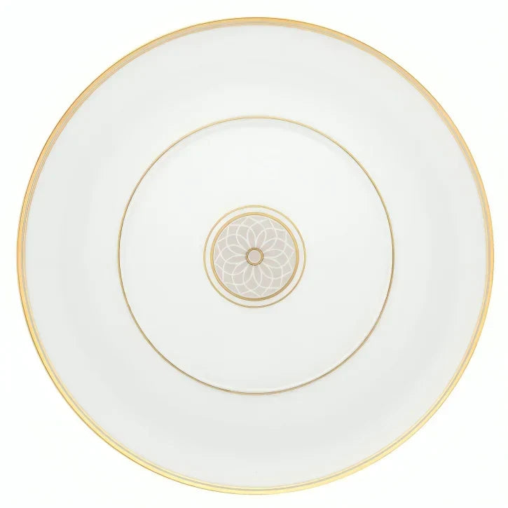 Terrace Porcelain Dessert Plate in White and Gold (Set of 4) - The Mayfair Hall