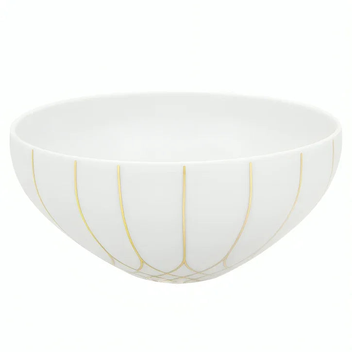 Terrace Porcelain Cereal Bowl in White and Gold (Set of 4) - The Mayfair Hall
