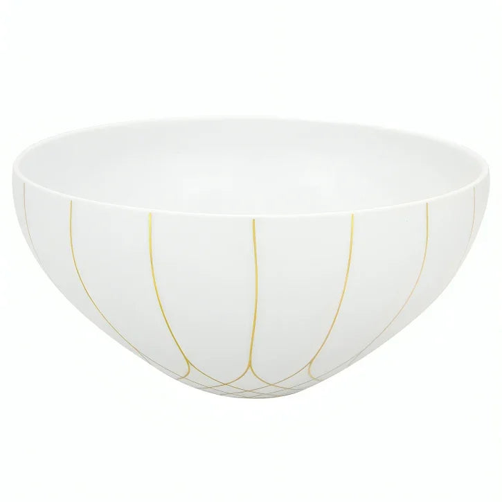 Terrace Porcelain Salad Bowl in White and Gold - The Mayfair Hall