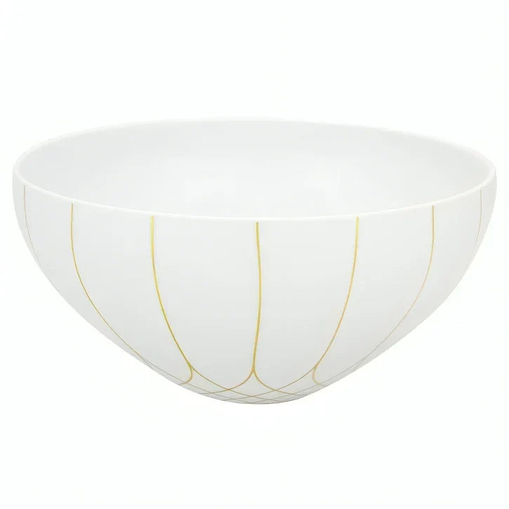 Terrace Porcelain Salad Bowl in White and Gold - The Mayfair Hall