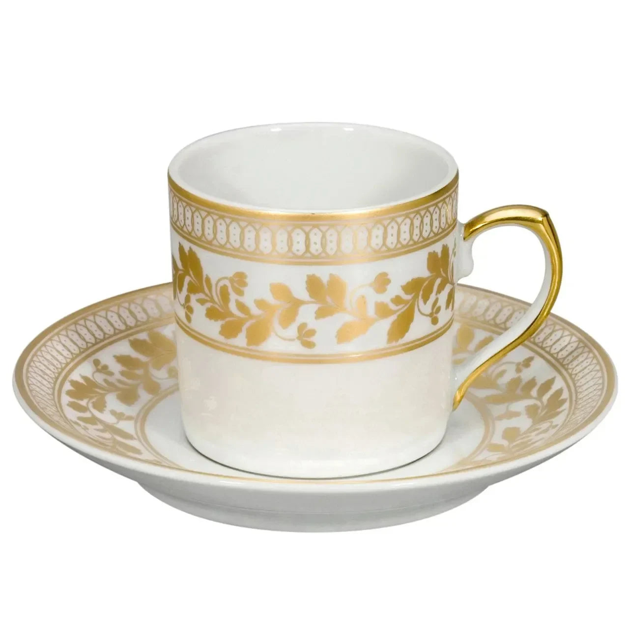 Anna Porcelain Coffee Cup & Saucer with Gold Accents - The Mayfair Hall
