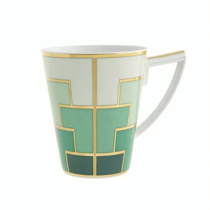 Emerald Porcelain Mug in White and Dark Green - The Mayfair Hall