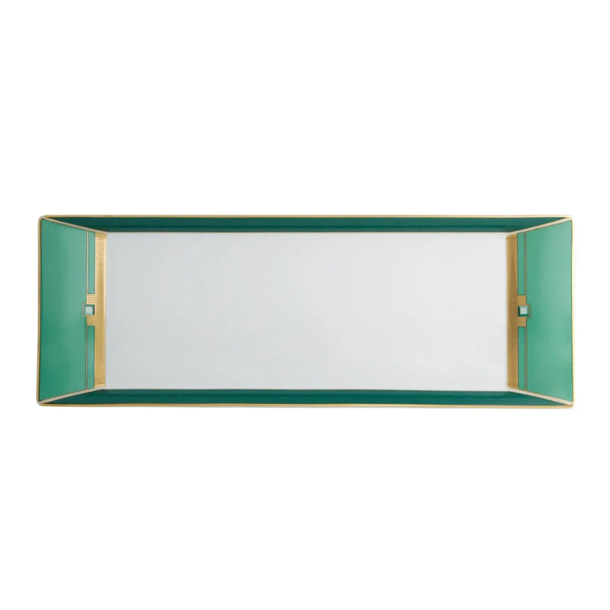 Emerald Porcelain Tart Tray in White and Dark Green - The Mayfair Hall