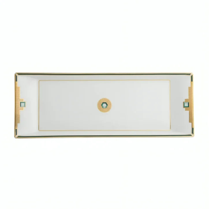 Emerald Porcelain Appetizers Tray in White and Matte Gold - The Mayfair Hall