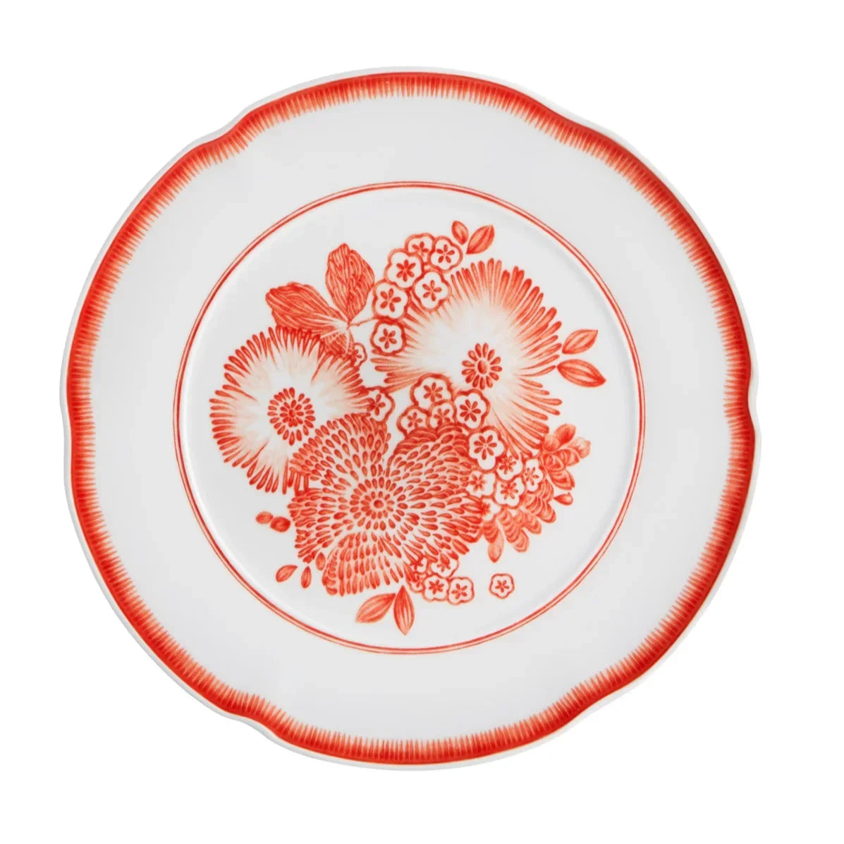 Coralina Porcelain Dinner Plate in White and Red (Set of 4) - The Mayfair Hall