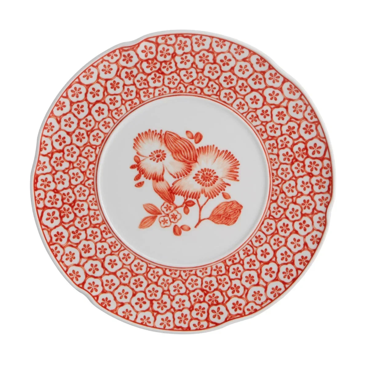 Coralina Porcelain Dessert Plate in White and Red (Set of 4) - The Mayfair Hall