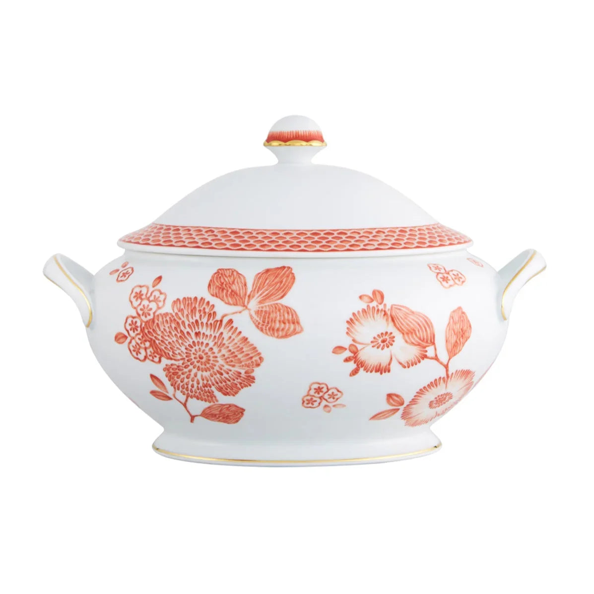 Coralina Porcelain Tureen in White and Red - The Mayfair Hall