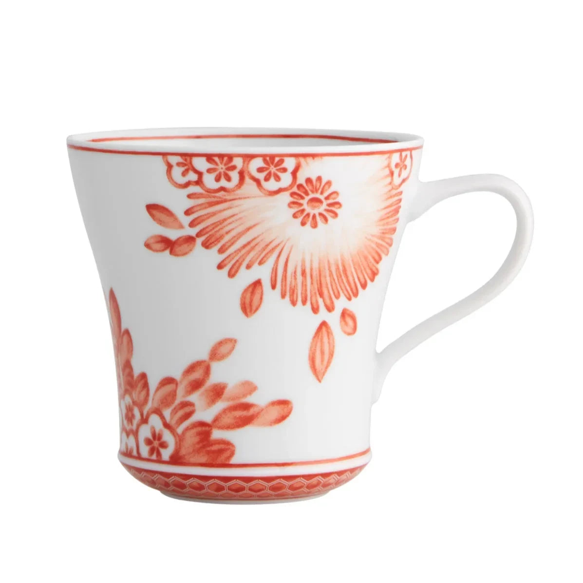 Coralina Porcelain Mug in White and Red (Set of 4) - The Mayfair Hall