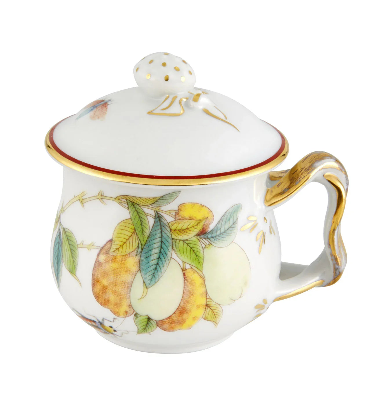 Paço Real Porcelain Cream Pot in White and Gold - The Mayfair Hall