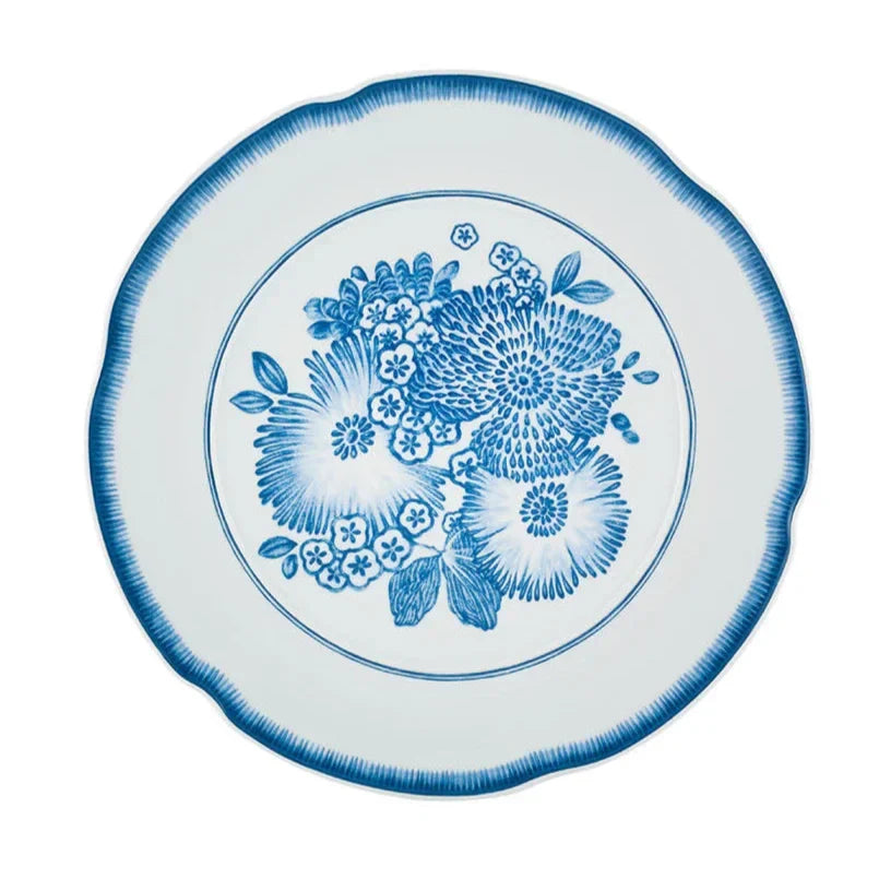 Coralina Porcelain Dinner Plate in Blue and White (Set of 4) - The Mayfair Hall