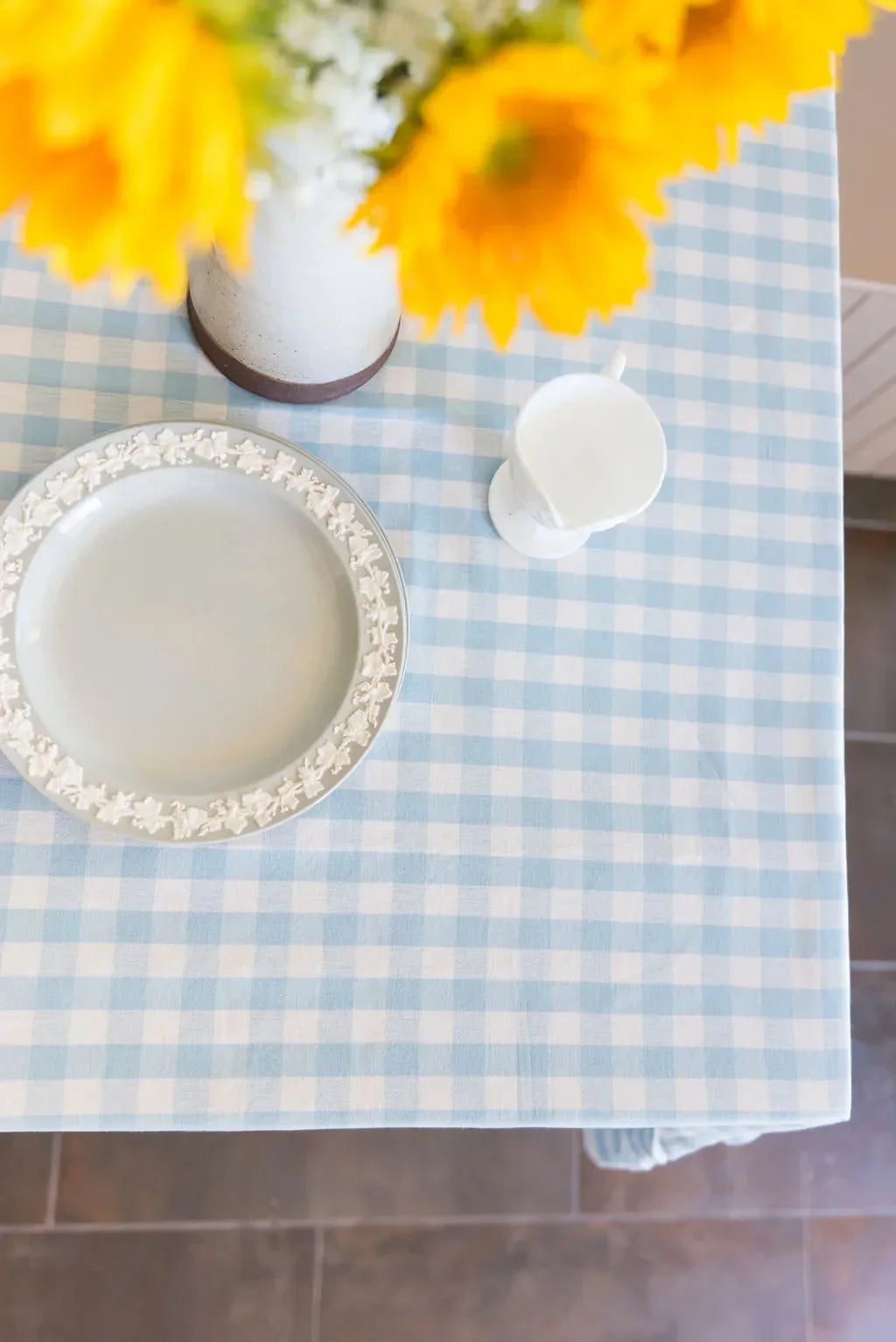 Blue Ruffled Gingham Tablecloth - The Mayfair Hall