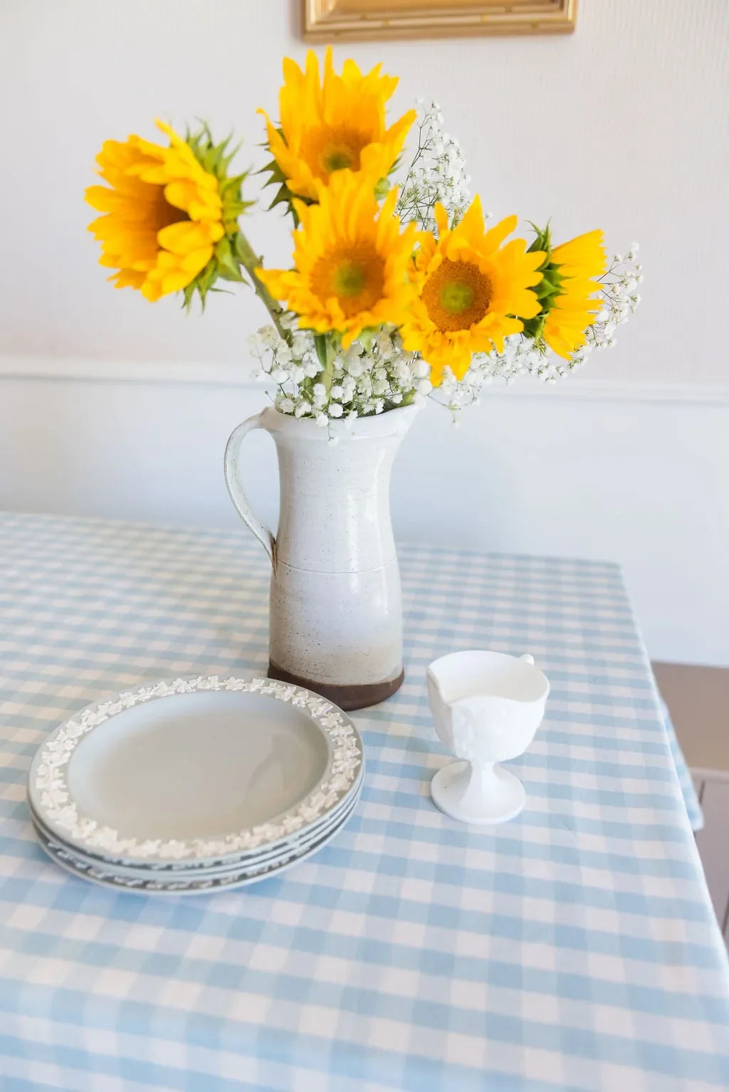 Blue Ruffled Gingham Tablecloth - The Mayfair Hall