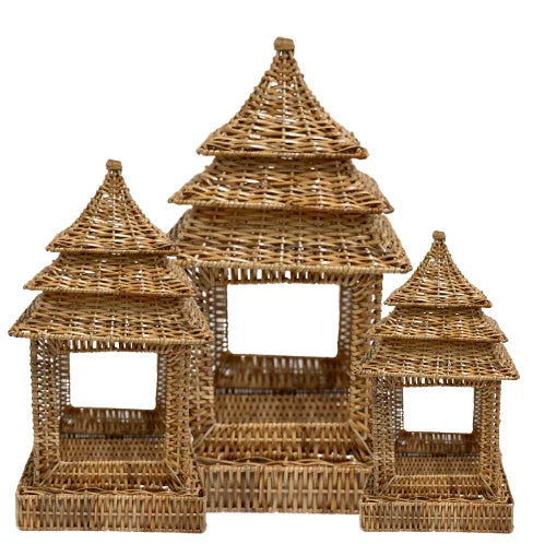 Square Wicker Pagoda in Natural