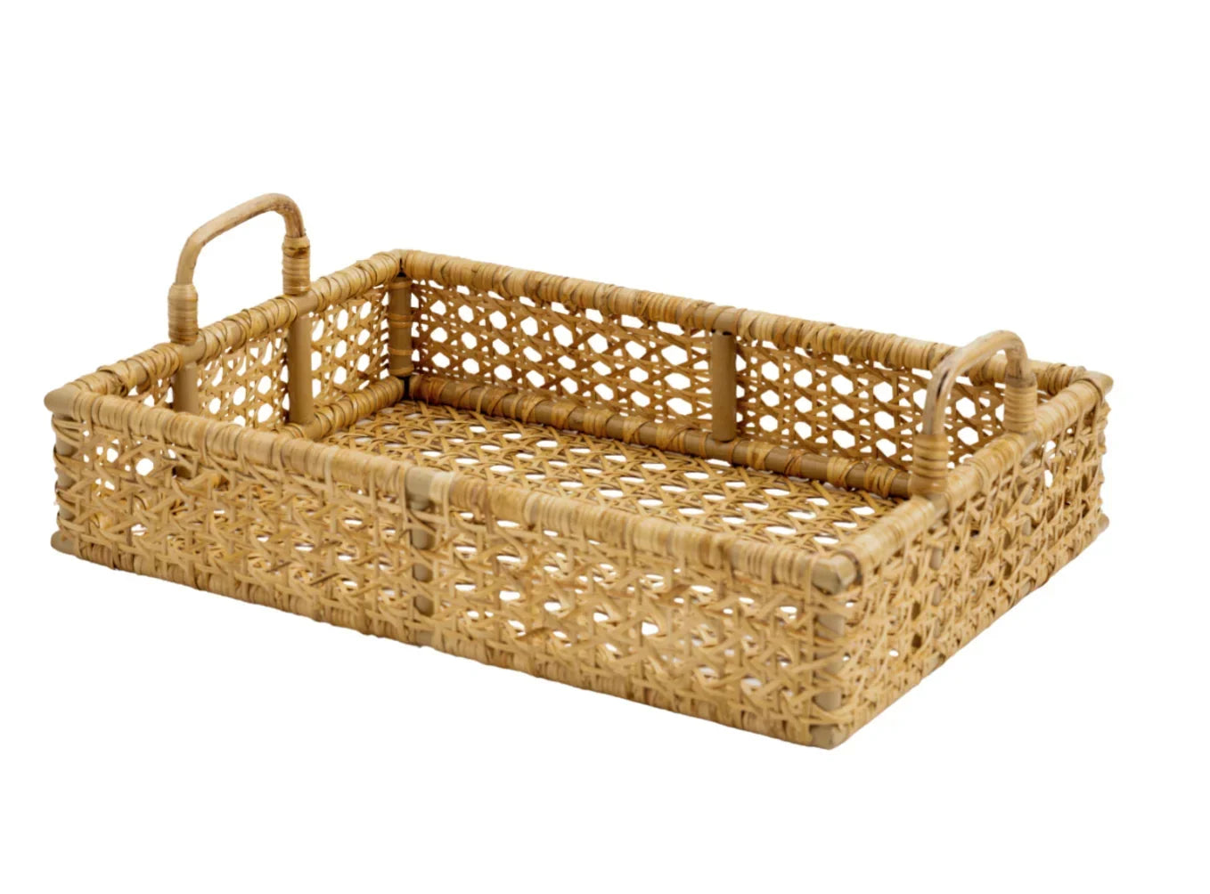 Rectangular Woven Cane Serving Tray - The Mayfair Hall