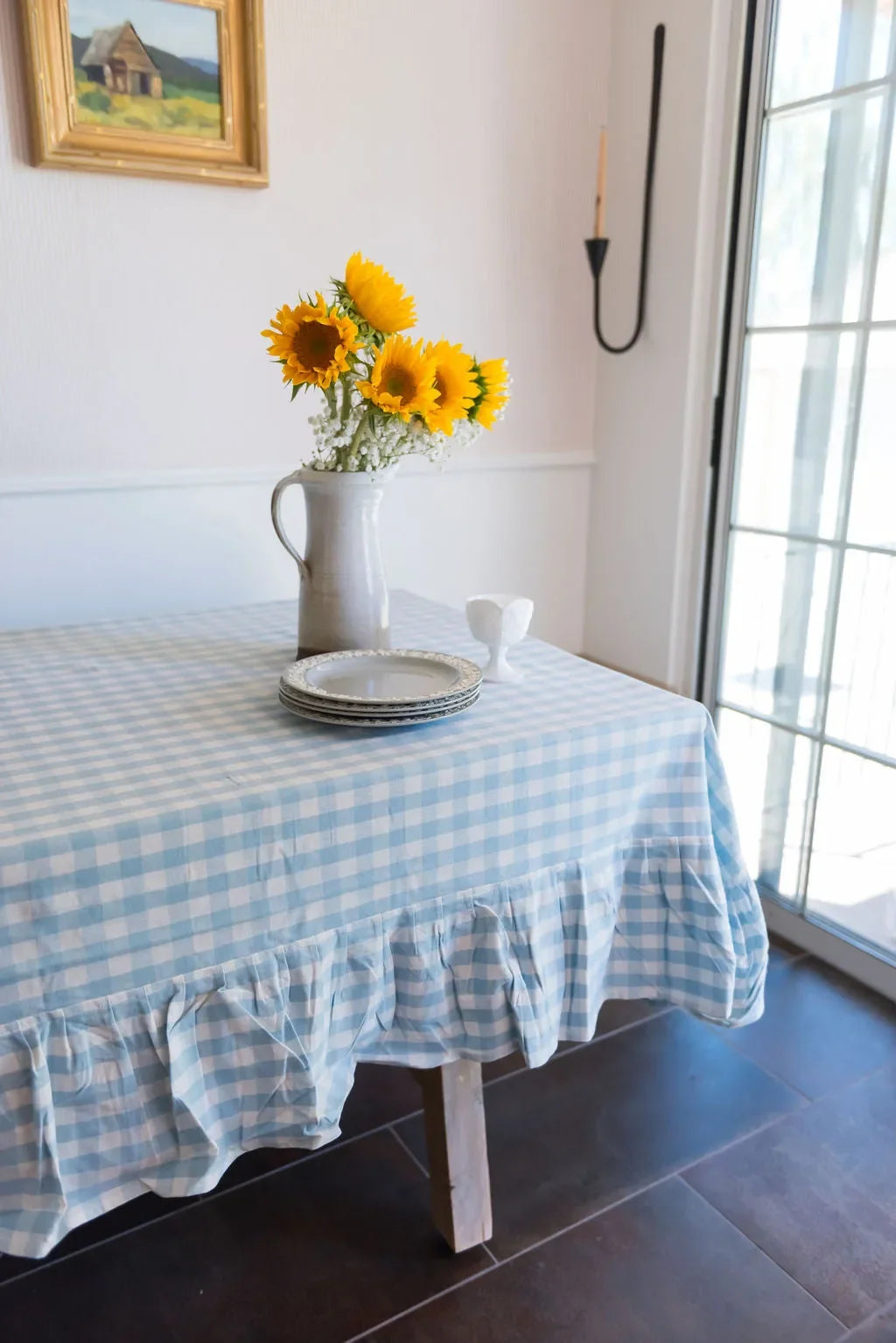 Blue Ruffled Gingham Tablecloth - The Mayfair Hall