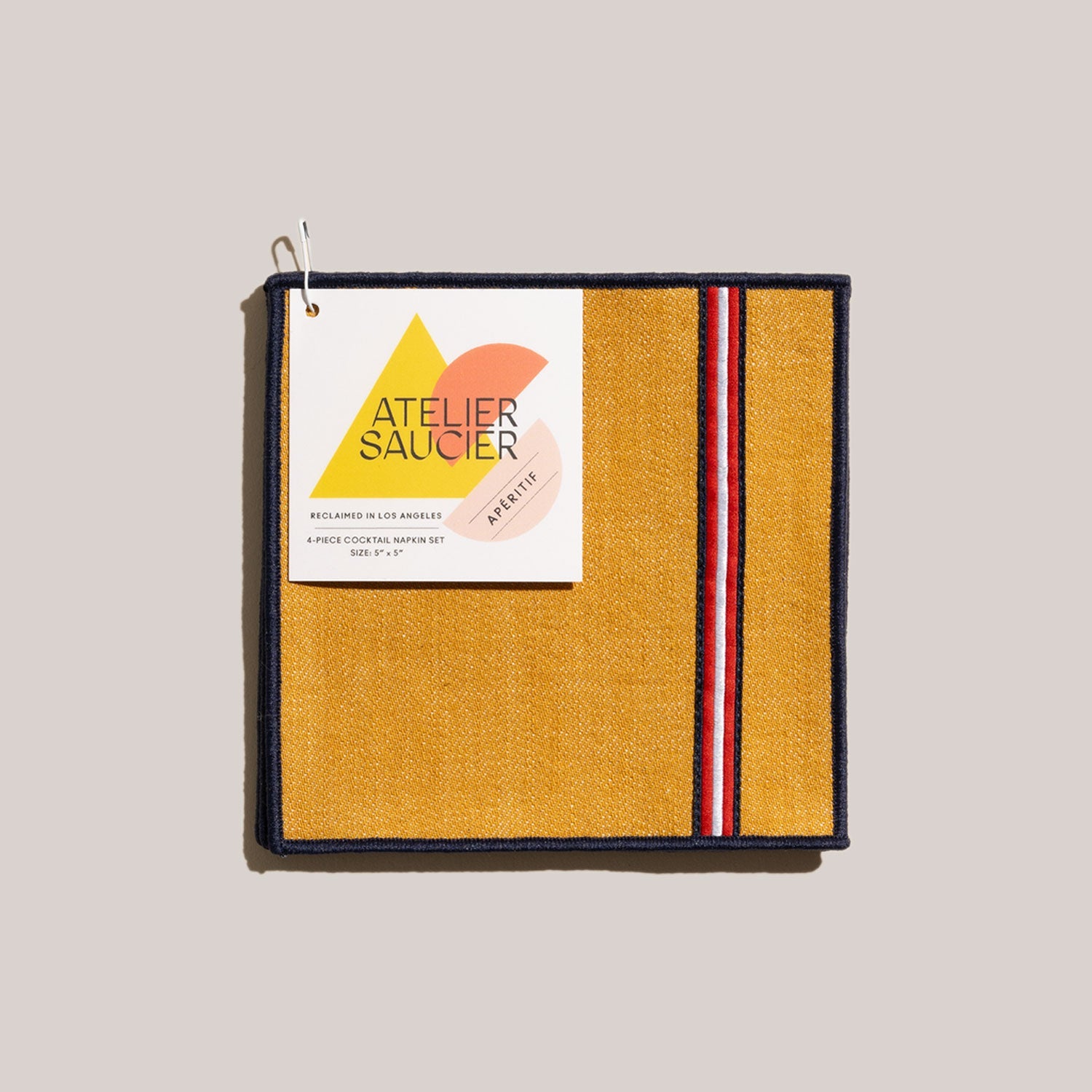 University Stripe Cocktail Napkins in Yellow (Set of 4)