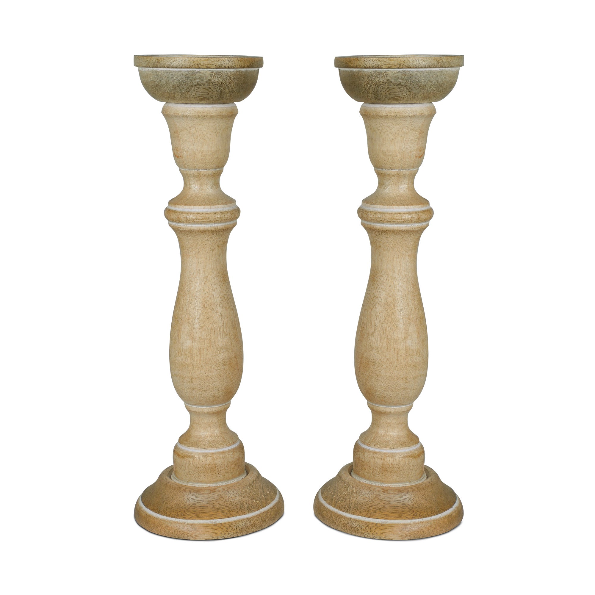 Tuli Rustic White Pillar Candleholder Set of 2