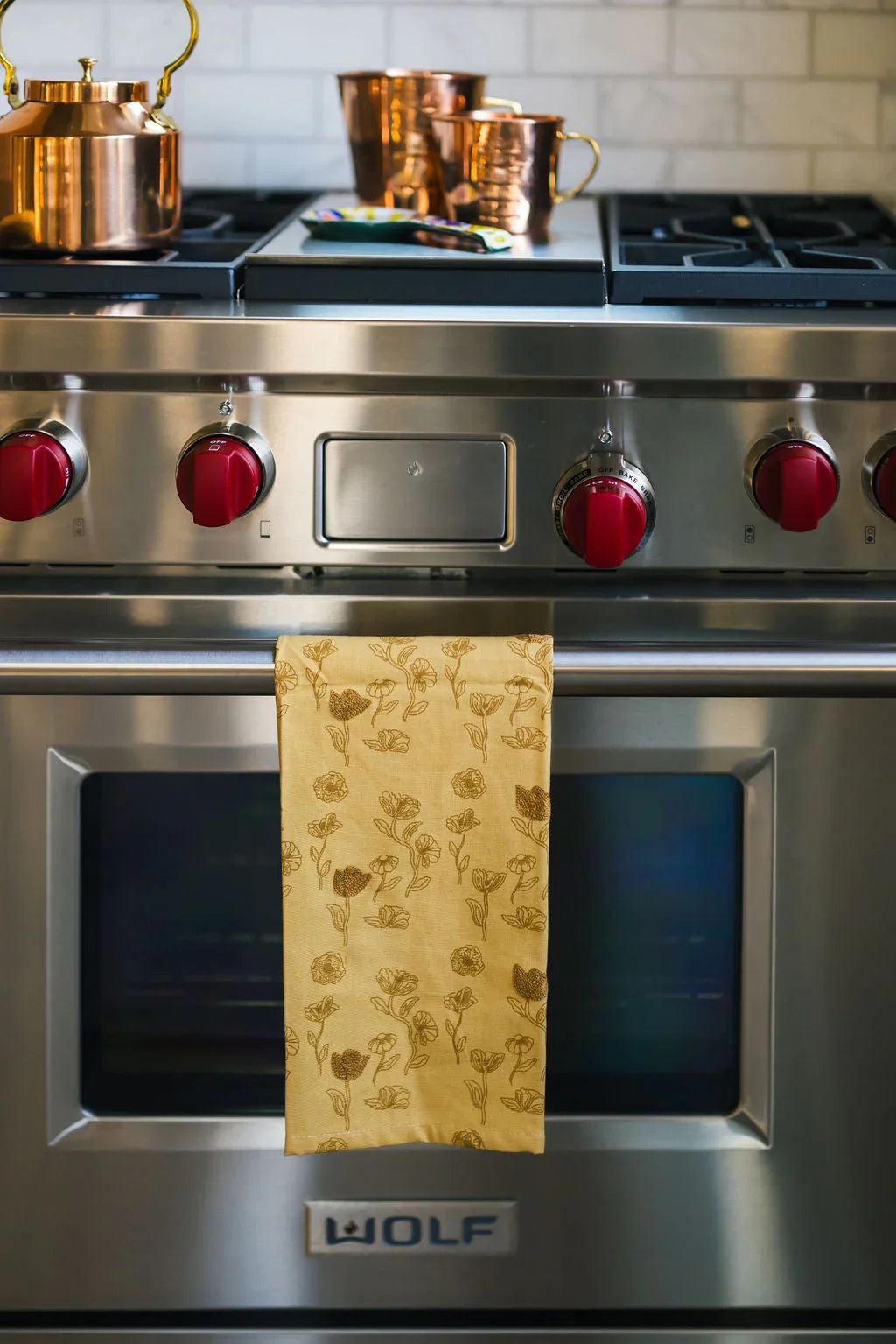 Yellow Poppy Embroidered Dish Towel - The Mayfair Hall