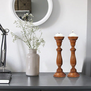 Tuli Brown Pillar Candleholder Set of 2