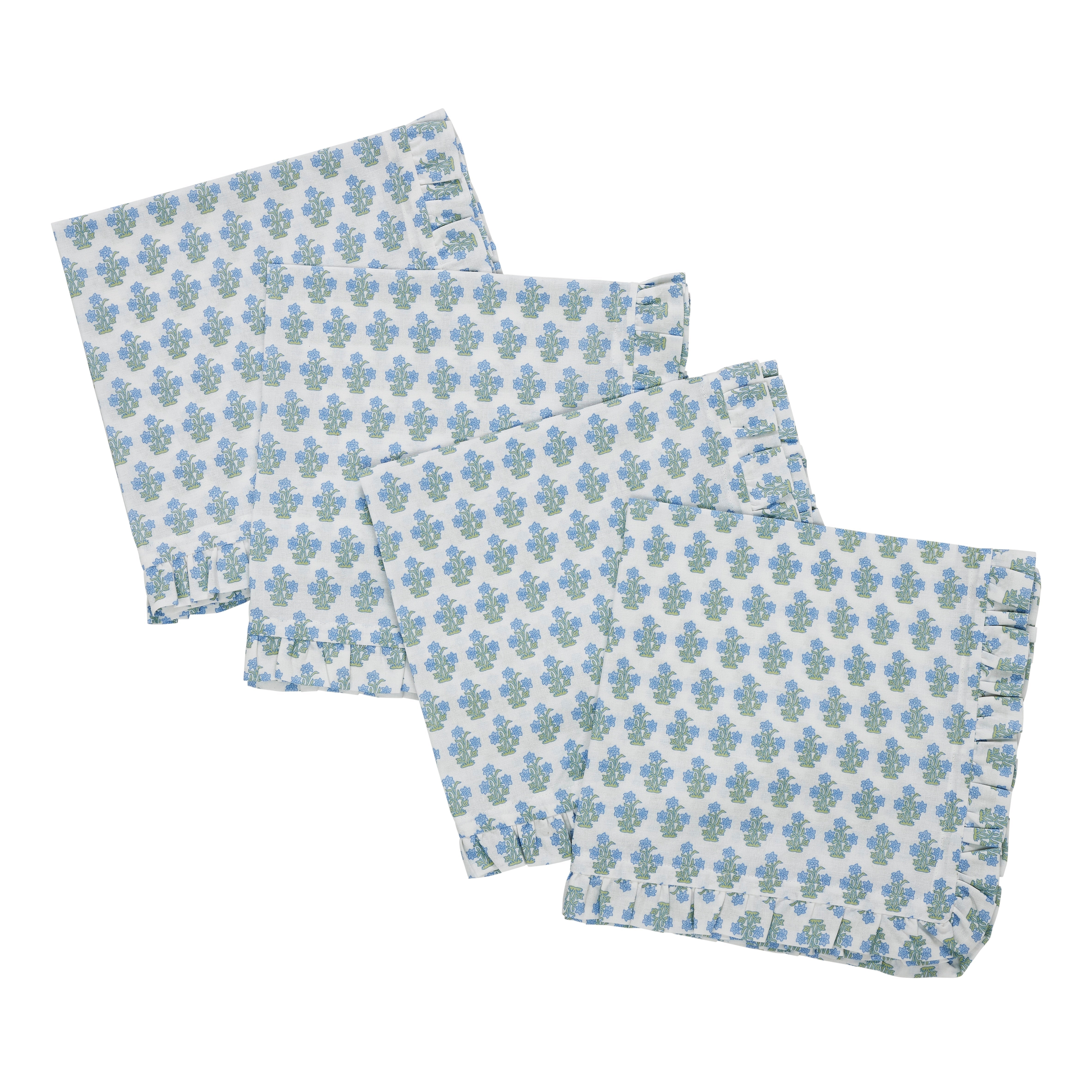 Dorothy Blue Ruffled Dinner Napkin - Set of 4