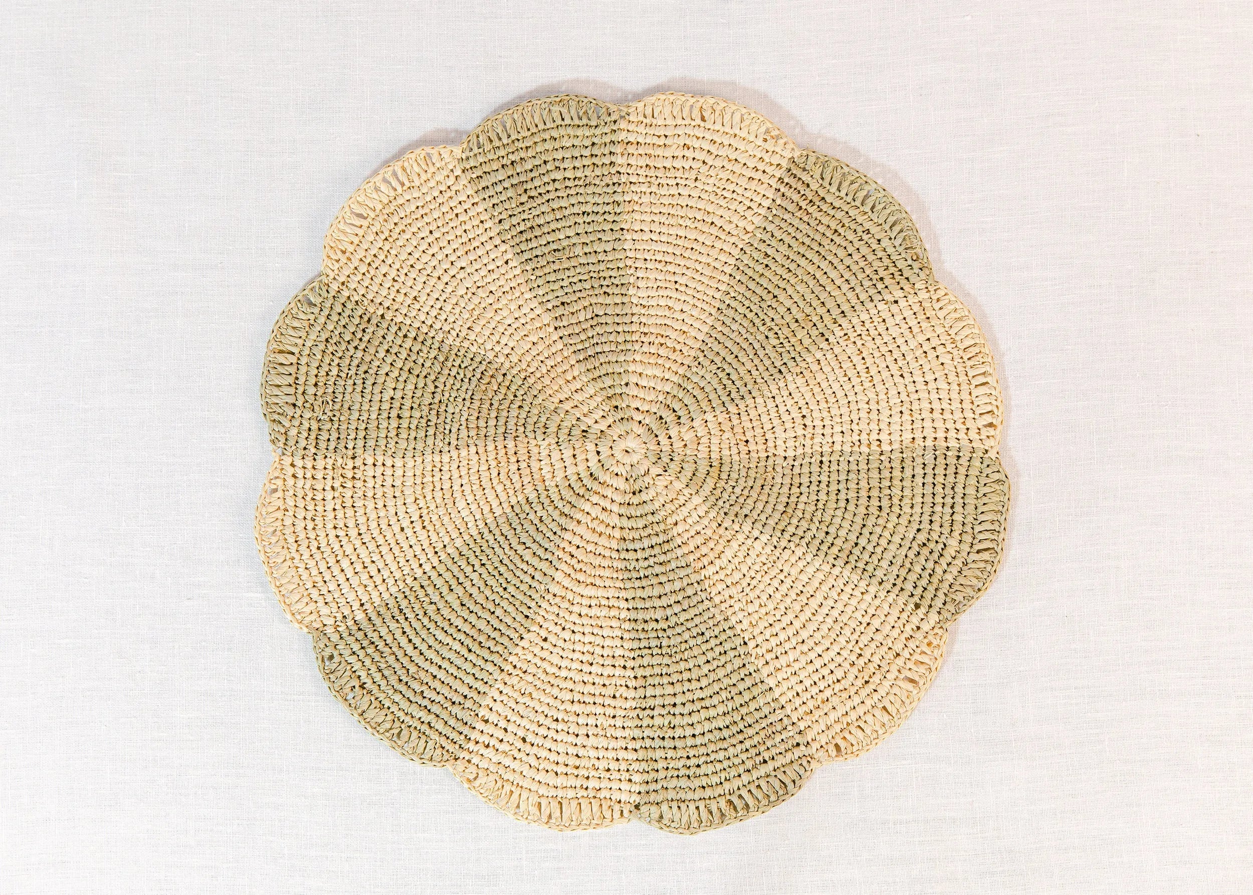 Pinwheel Olive Placemat, raffia tabletop - The Mayfair Hall