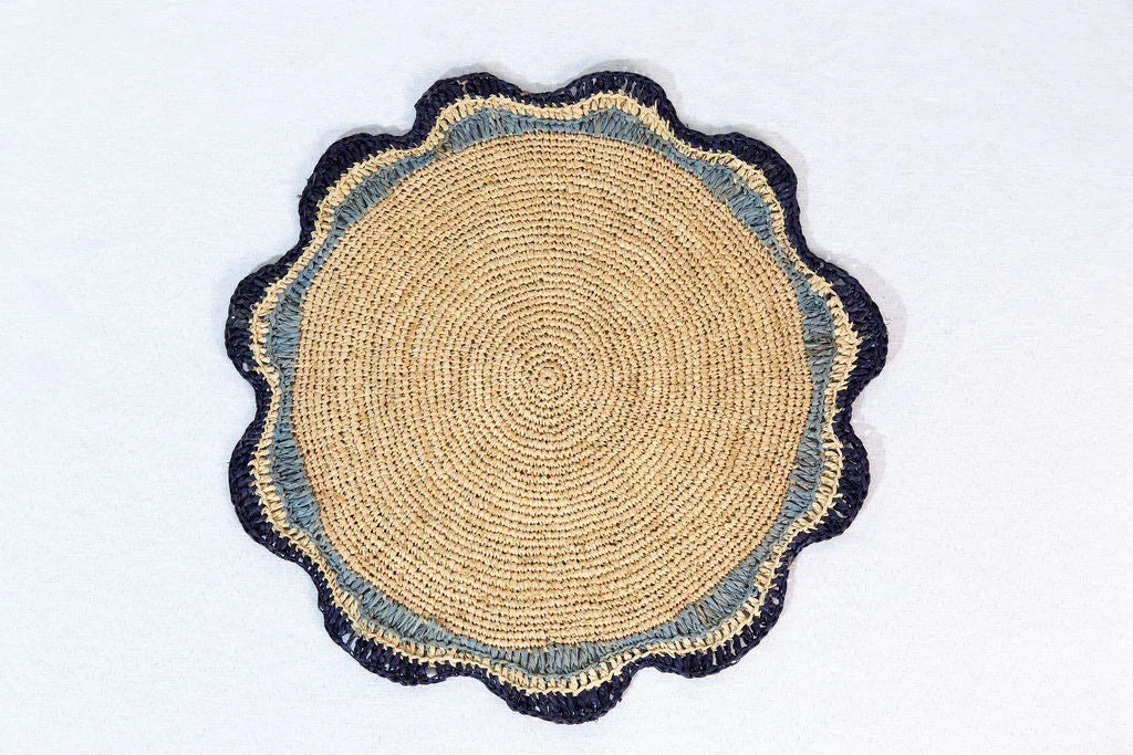 Garden Party Pinwheel Raffia Placemat, Set of 2, 4 and 6 - The Mayfair Hall