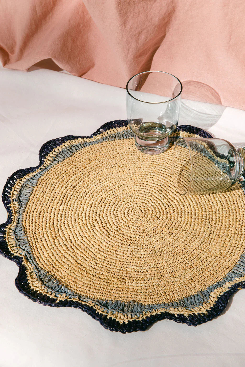 Garden Party Pinwheel Raffia Placemat, Set of 2, 4 and 6 - The Mayfair Hall