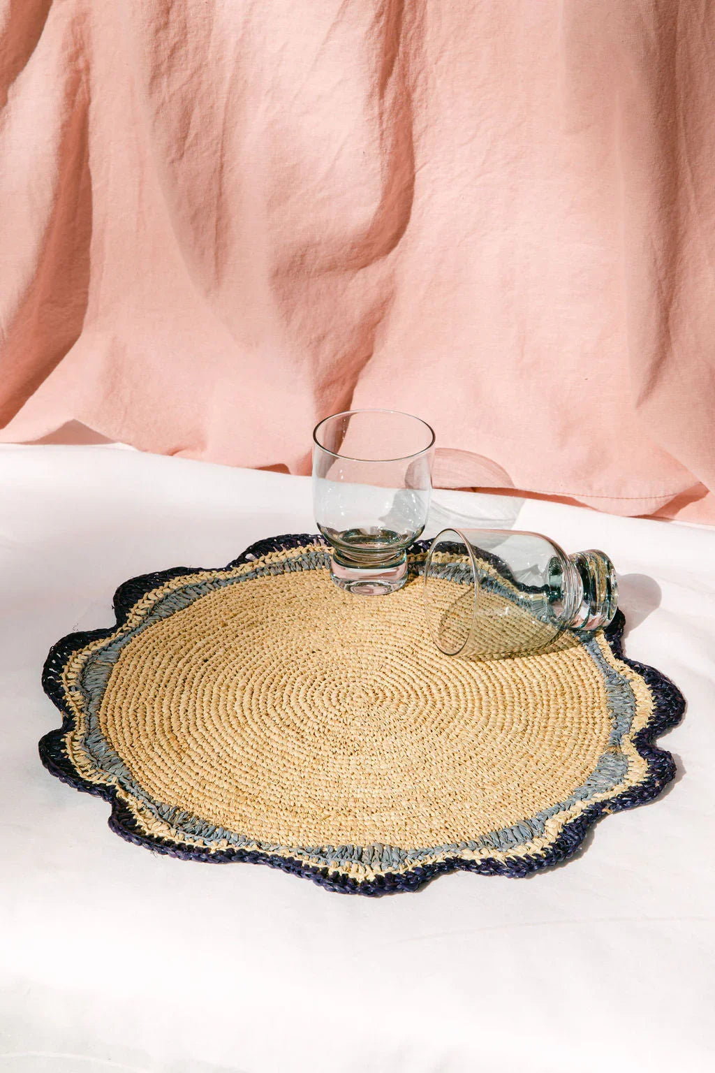 Garden Party Pinwheel Raffia Placemat, Set of 2, 4 and 6 - The Mayfair Hall